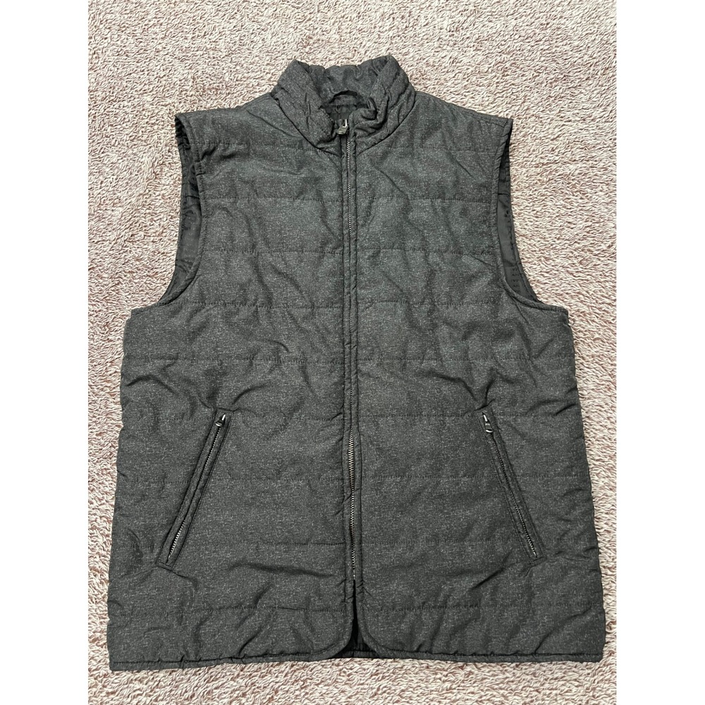 Marc Anthony Men's Quilted Puffer Vest Charcoal Gray Full Zip Polyester Size S